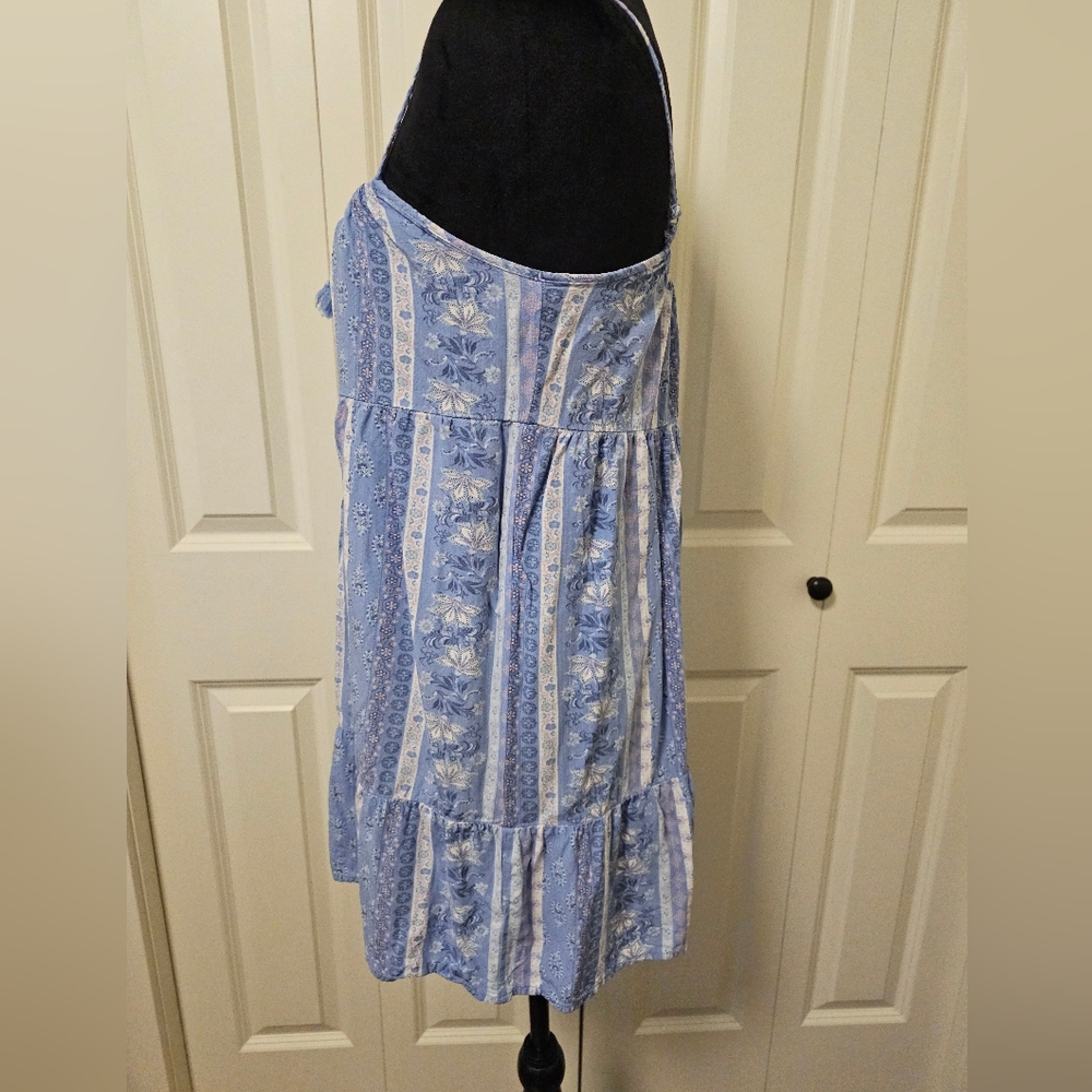 Wild Skye Womens Babydoll  Floral Boho Mini Dress Top Blue Pink SZ XS - Picture 3 of 12